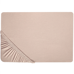 Beliani Fitted Sheet Beige Cotton 160 x 200 cm Solid Pattern Classic Elastic Edging Bedroom Material:Cotton Size:x25x160