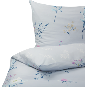 Beliani Duvet Cover and Pillowcase Set Light Blue Cotton Floral Pattern 200 x 220 cm Modern Bedroom Material:Cotton Size:xx