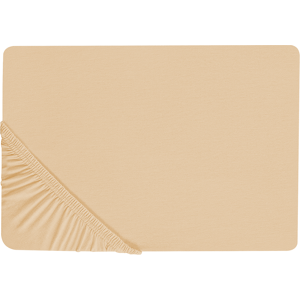 Beliani Fitted Sheet Sand Beige Cotton 200 x 200 cm Elastic Edging Solid Pattern Classic Style for Bedroom Material:Cotton Size:x30x200