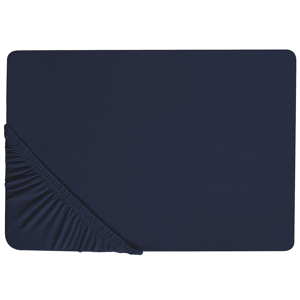 Beliani Fitted Sheet Navy Blue Cotton 180 x 200 cm Solid Pattern Classic Elastic Edging Bedroom Material:Cotton Size:x25x180