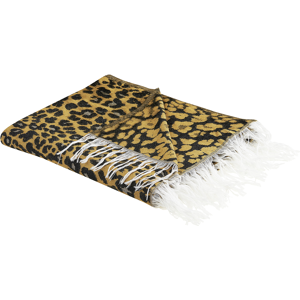 Beliani Blanket Brown and Black Acrylic Polyester 130 x 170 cm Leopard Pattern Tassels Modern Style Living Room Bedroom Accent Piece Material:Polyester Size:x0.3x130