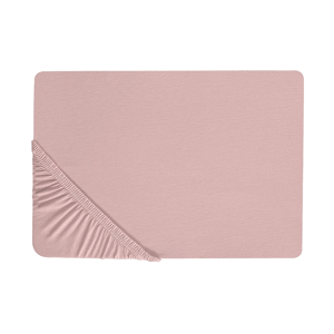Beliani Fitted Sheet Pink Cotton 200 x 200 cm Solid Pattern Classic Elastic Edging Bedroom Material:Cotton Size:x25x200