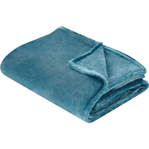 Beliani Blanket Blue Polyester 200 x 220 cm Soft Pile Bed Throw Cover Home Accessory Modern Design Material:Polyester Size:x1x200