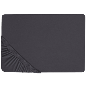 Beliani Fitted Sheet Black Cotton 200 x 200 cm Solid Pattern Classic Elastic Edging Bedroom Material:Cotton Size:x25x200