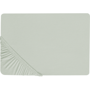 Beliani Fitted Sheet Light Green Cotton 140 x 200 cm Elastic Edging Solid Pattern Classic Style for Bedroom Material:Cotton Size:x30x140