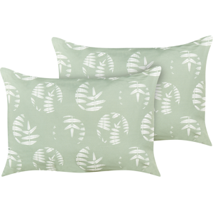 Beliani Set of 2 Garden Cushions Green Polyester 40 x 60 cm Leaf Pattern Motif Modern Design Throw Scatter Pillow Material:Polyester Size:60x10x40