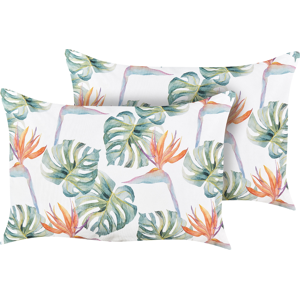 Beliani Set of 2 Garden Cushions Multicolour Polyester 40 x 60 cm Square Monstera Leaf Pattern Motif Modern Design Throw Scatter Pillow Material:Polyester Size:60x10x40