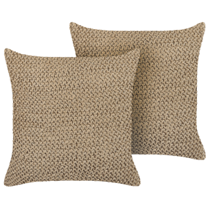 Beliani Set of 2 JDecorative Cushion Beige Jute 45 x 45 cm Woven Plaited Boho Decor Accessories Material:Jute Size:45x14x45