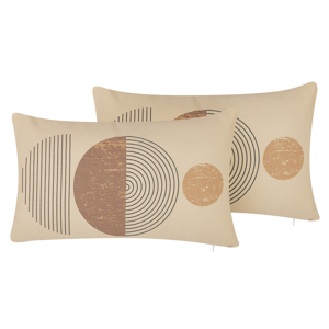 Beliani Set of 2 Decorative Cushions Multicolour Polyester Cotton 30 x 50 cm Geometric Pattern Paint Print Pillow Decor Accessories Material:Polyester Size:50x10x30
