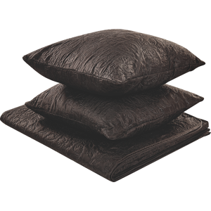 Beliani Bedspread and Cushions Set Brown Polyester Fabric 200 x 220 cm Embossed Pattern Decorative Throw Bedding Classic Design Bedroom Material:Polyester Size:x0.6x200