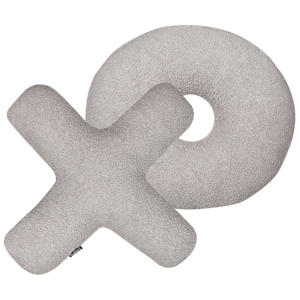 Beliani Set of 2 Letter Cushions Light Grey Teddy Fabric XO Throw Pillows Material:Faux Fur Size:46/51x4x46/51
