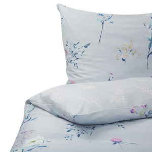 Beliani Duvet Cover and Pillowcase Set Light Blue Cotton Floral Pattern 135 x 200 cm Modern Bedroom Material:Cotton Size:xx