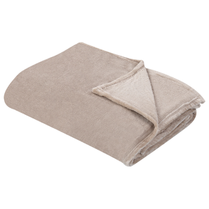 Beliani Blanket Beige Polyester 200 x 220 cm Soft Pile Bed Throw Cover Home Accessory Modern Design Material:Polyester Size:x1x200