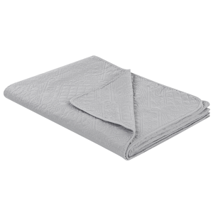 Beliani Bedspread Grey Polyester Fabric 200 x 220 cm Embossed Pattern Decorative Throw Bedding Classic Design Bedroom Material:Polyester Size:x0.6x200