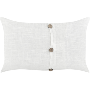 Beliani Set of 2 Decorative Cushions White Linen Cotton 30 x 50 cm Decorative Buttons Classic Retro Decor Accessories Material:Linen Size:30x8x50