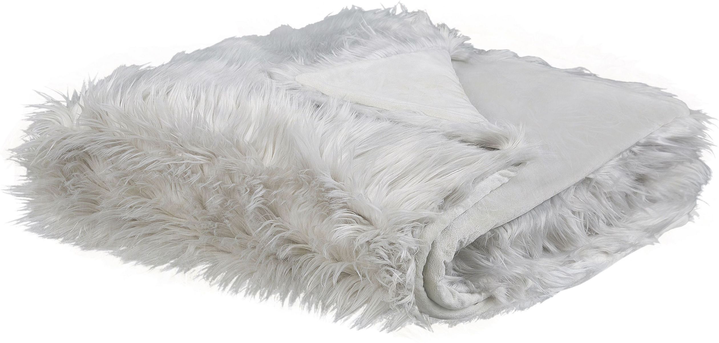 Beliani Bedspread Grey Soft Fabric 200 x 220 cm Faux Fur Blanket