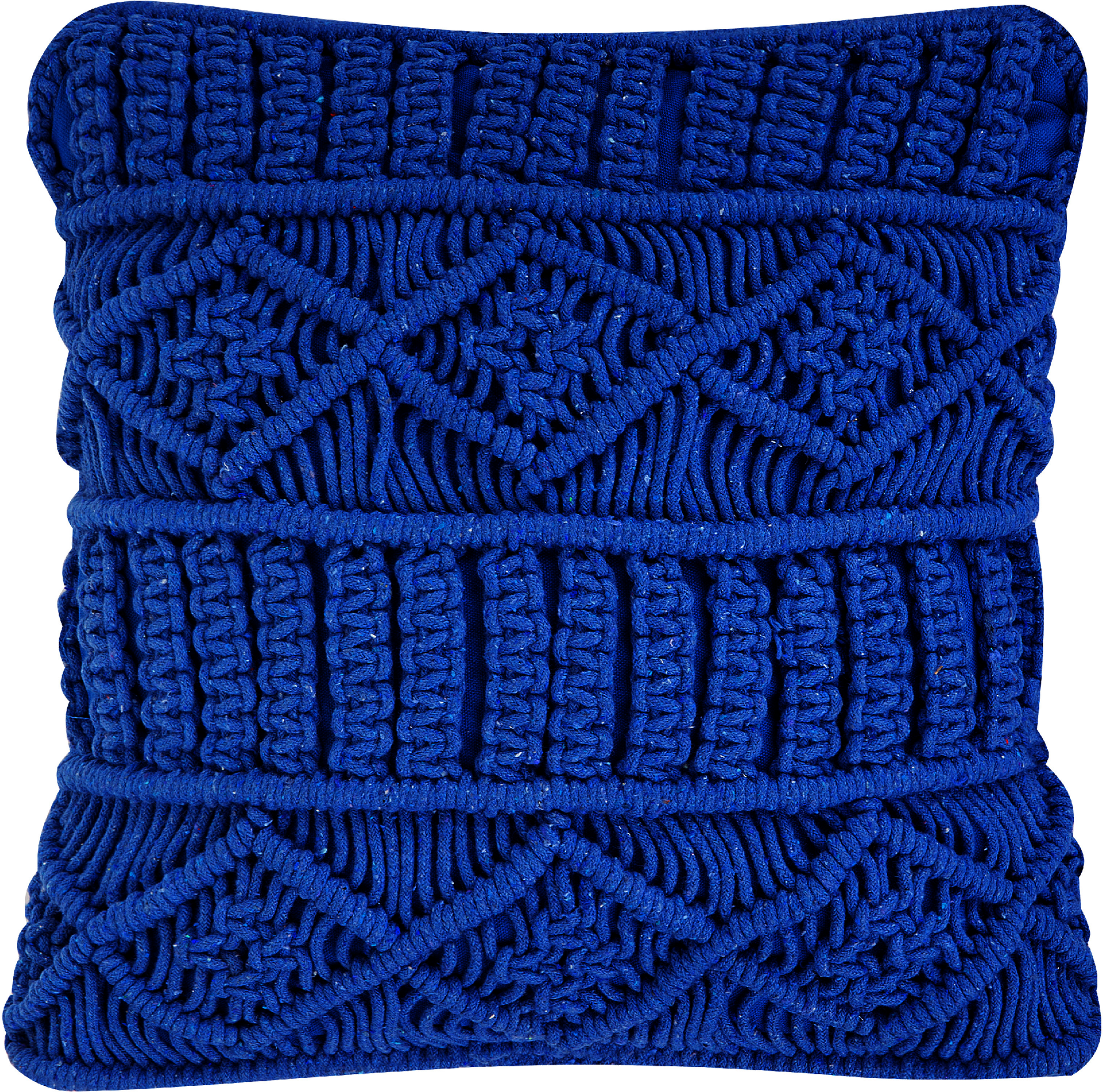 Beliani Decorative Cushion Blue Cotton Macramé 45 x 45 cm Rope Boho Retro Decor Accessories