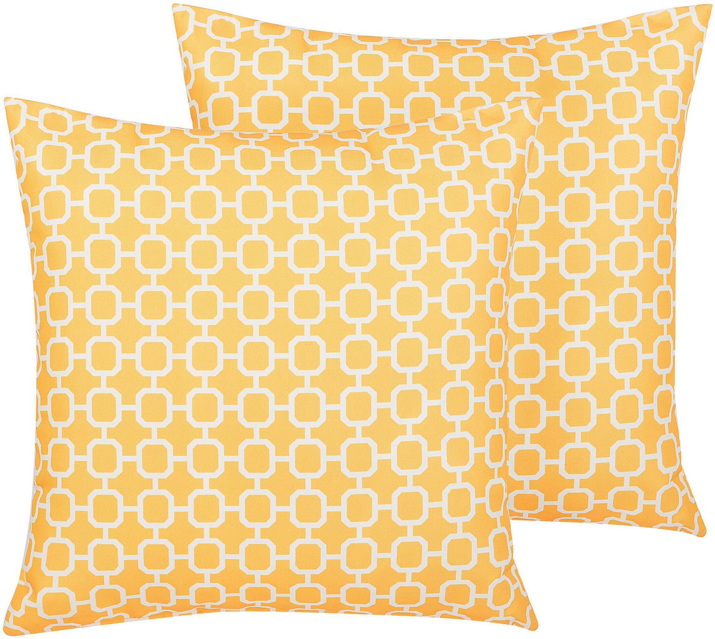 Beliani Set of 2 Outdoor Pillows Cushions Yellow 40 x 40 cm Zip Modern