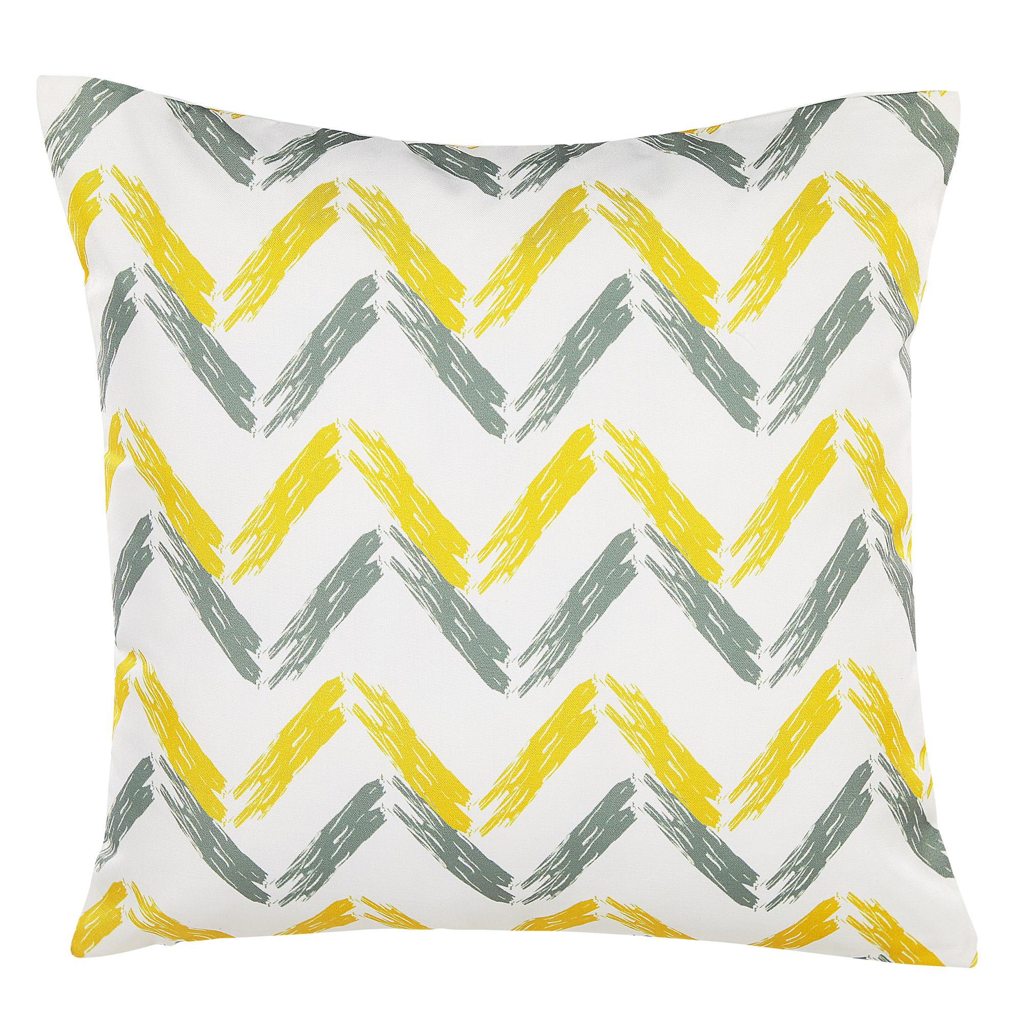 Beliani Garden Cushion Yellow and Grey Multicolour Polyester Chevron Pattern 45 x 45 cm Modern Outdoor Decoration Water Resistant