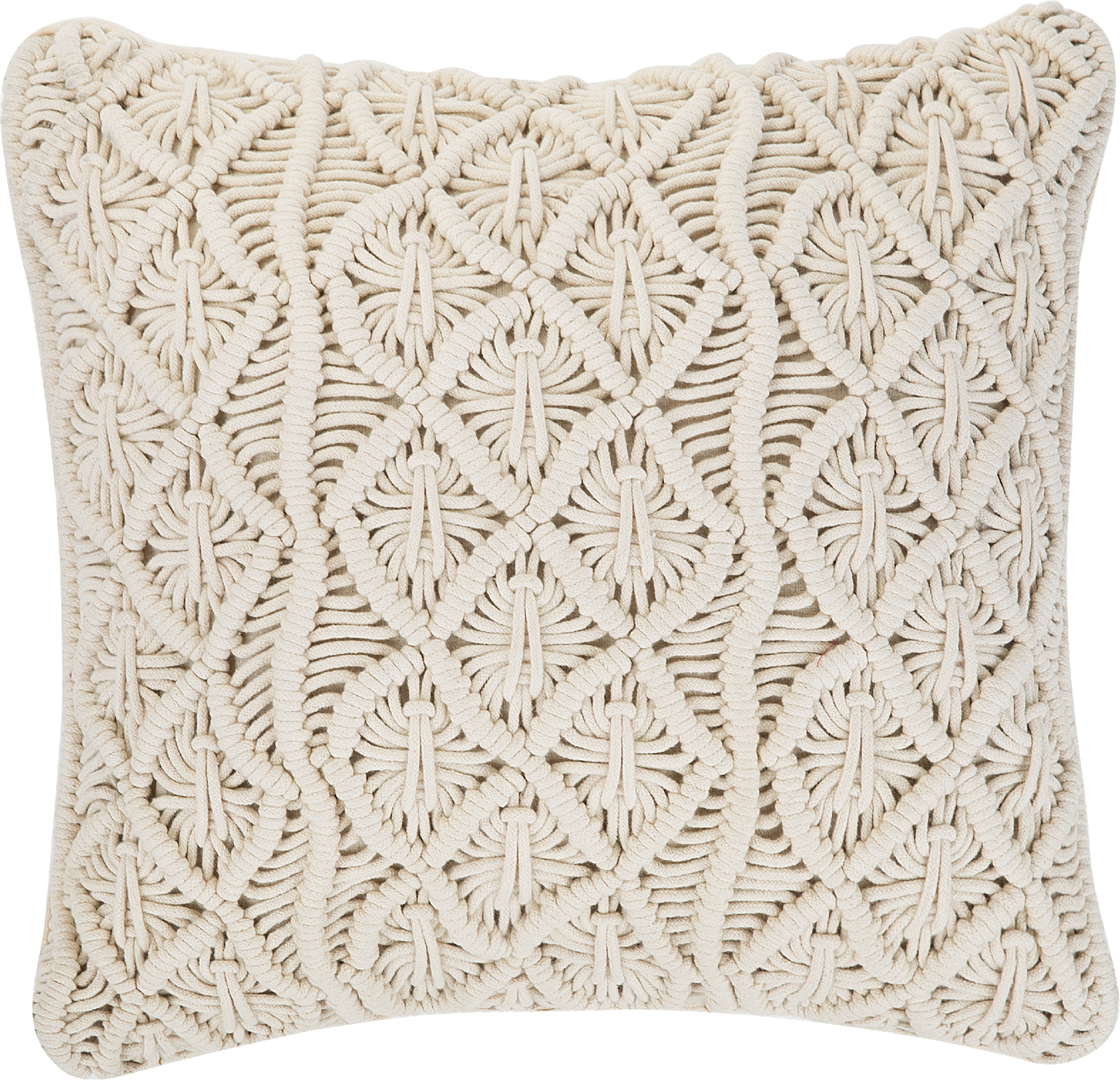 Beliani Decorative Cushion Beige Cotton Macramé 40 x 45 cm Rope Boho Retro Decor Accessories