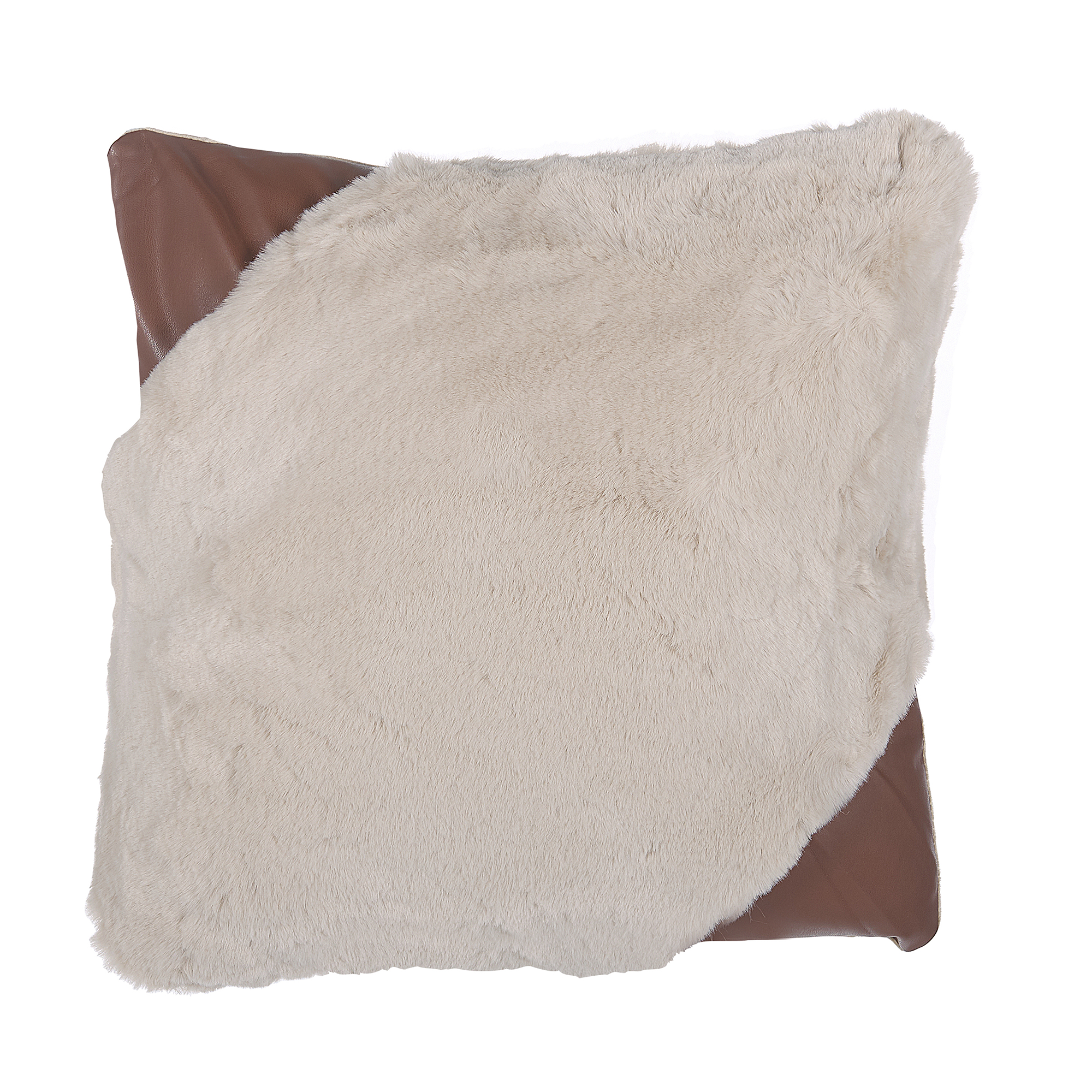 Beliani Decorative Cushion Beige Faux Fur Shaggy 42 x 42 cm Double Sided Decor Accessories