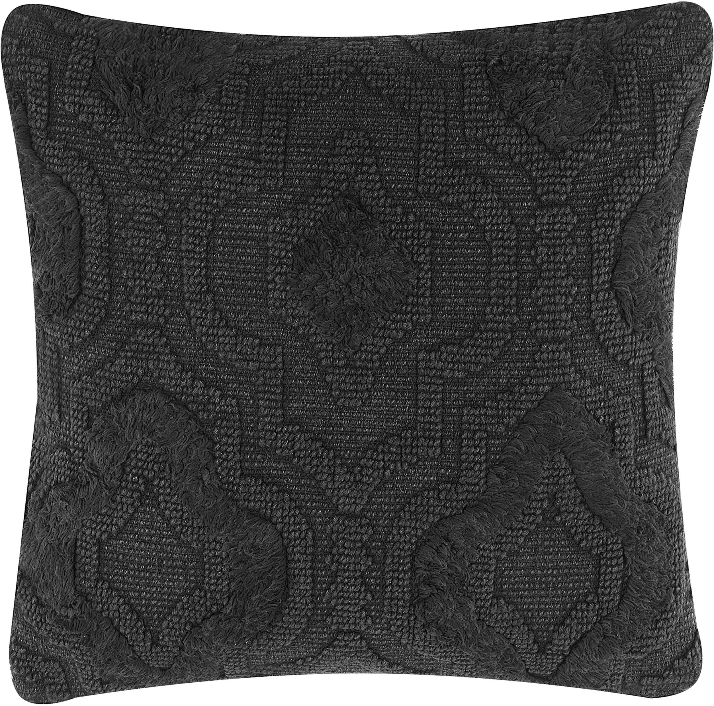 Beliani Decorative Cushion Grey Cotton Quatrefoil Pattern 45 x 45 cm Oriental Vintage Decor Accessories