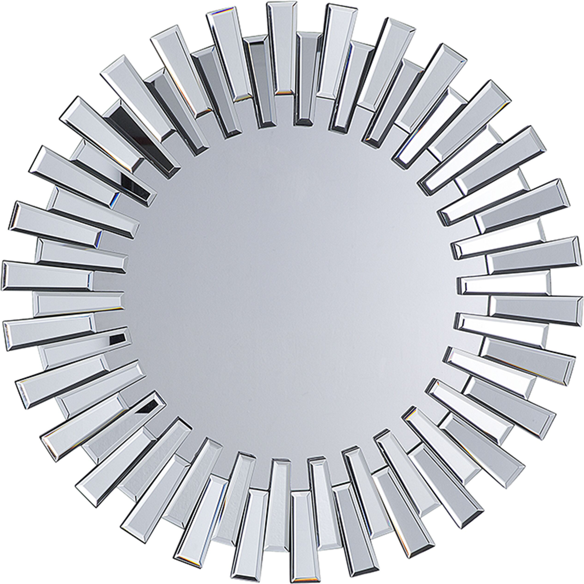 Beliani Mirror Silver Sunburst Round Glossy Living Room Hallway Material:MDF Size:3x70x70