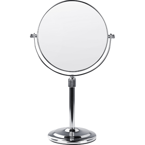 Beliani Makeup Mirror Silver Metal ø 20 Double-Sided Reversible Dressing Table Mirror Magnifyng Material:Metal Size:13x38x20