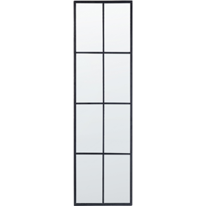 Beliani Wall Hanging Mirror Black Metal Glass 38 x 132 cm Window Shape Rectangular Metal Frame Industrial Modern Material:Iron Size:3x132x38