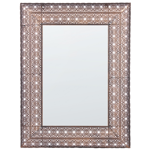 Beliani Wall Mounted Hanging Mirror Copper 69 x 90 cm Rectangular Decorative Frame Home Accessory Accent Piece Material:Metal Size:5x90x69