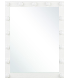 Beliani Wall Vanity Mirror with LED White 50 x 60 cm Rectangular Hollywood Illuminated Bulbs Dressing Table Material:Iron Size:2x60x50