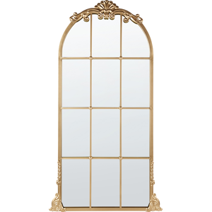 Beliani Wall Mirror Gold Metal 66 x 124 cm Wall Mounted Window Decorative Mirror Vinatge Style Hanging Decor  Material:Iron Size:4x124x66