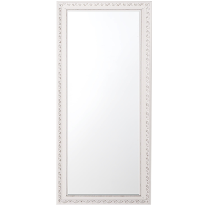 Beliani Wall-Mounted Hanging Mirror White with Silver 50 x 130 cm Vertical Living Room Bedroom Dresser Gesso Finish Material:Synthetic Material Size:3x130x50