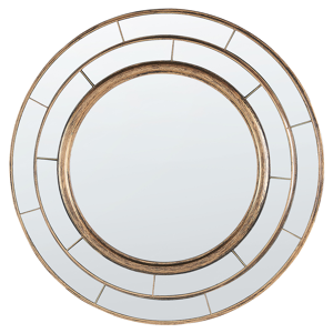 Beliani Wall Mirror Gold Round Frame Synthetic Material ø 40 cm Modern Design Living Room Decor Material:Synthetic Material Size:4x40x40