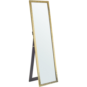 Beliani Standing Mirror Gold Glass Synthetic Material 40 x 140 cm with Stand Modern Design Decorative Frame Material:Synthetic Material Size:3x140x40