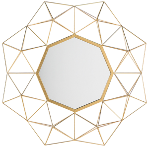 Beliani Wall Mounted Hanging Mirror Gold 69 x 80 cm Sun Star Shape Decorative Accent Piece Living Room Bedroom Material:Metal Size:6x80x80