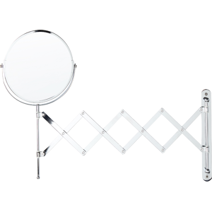 Beliani Makeup Mirror Silver Iron ø 19 cm Wall Mounted Extension Arm Double Sided Magnifying Bathroom Accessories Material:Iron Size:5x36x57