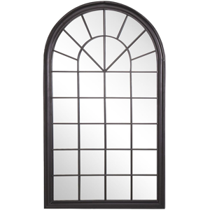 Beliani Wall Mirror Black Metal Frame 77 x 130 cm Vintage Arched Window Wall Decor Material:Iron Size:5x130x77