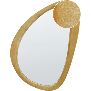 Beliani Wall Mirror Yellow MDF Frame Glass 61 x 91 cm Irregular Shape Decorative Wall Mounted Accent Piece Modern Style Material:Velvet Size:3x91x61