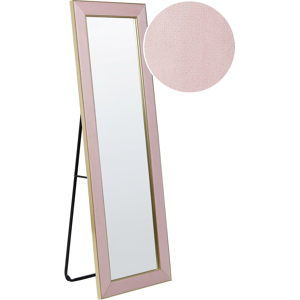 Beliani Standing Mirror Pink Velvet 50 x 150 cm with Stand Decorative Frame Glamour Wall Décor Material:Velvet Size:33x150x50