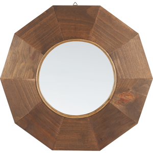 Beliani Wall Hanging Mirror Home Décor Poplar Wood Picture Frame Rustic Modern Design Living Room Furniture Bedroom Material:Poplar Wood Size:2x60x60