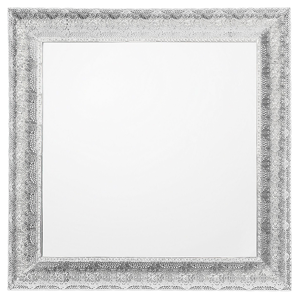 Beliani Wall Mounted Hanging Mirror Silver 65 cm Square Decorative Frame Material:Metal Size:4x65x65