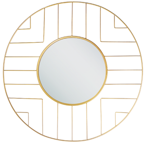 Beliani Wall Mirror Gold Metal Iron ø 60 cm Frame Round Wall Mounted Home Décor Accessory Glamour Modern Material:Iron Size:2x60x60