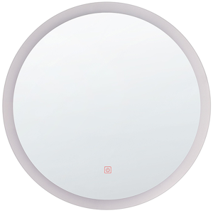 Beliani Wall Mounted Hanging LED Mirror 58 cm Round Modern Contemporary Bathroom Make-Up Vanity Glamour Material:Synthetic Material Size:3x58x58