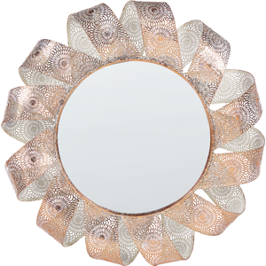 Beliani Wall Hanging Mirror White with Copper 54 cm Round Spiral Frame Decorative Living Room Bedroom Material:Metal Size:4x54x54