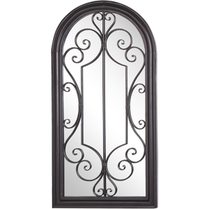 Beliani Wall Hanging Mirror Black 50 x 98 cm Window Shape Metal Frame Vintage Material:Metal Size:5x97x49