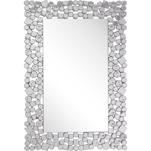 Beliani Wall Mounted Hanging Mirror Silver Rectangular 60 x 90 cm Modern Glamour Living Room Bedroom Decoration Material:MDF Size:2x90x60