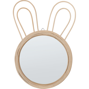 Beliani Wall Mirror Natural Rattan ø 28 cm Decorative Rabbit Ears Kids Room Boho Modern Material:Rattan Size:2x45x26