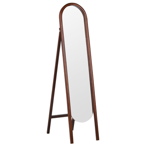 Beliani Standing Mirror Dark Wood Glass 30 x 150 cm with Stand Decorative Frame Retro Design  Material:Paulownia Wood Size:67x150x30