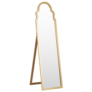 Beliani Standing Mirror Gold MDF Glass 40 x 150 cm with Stand Decorative Frame Modern Design  Material:MDF Size:60x150x40